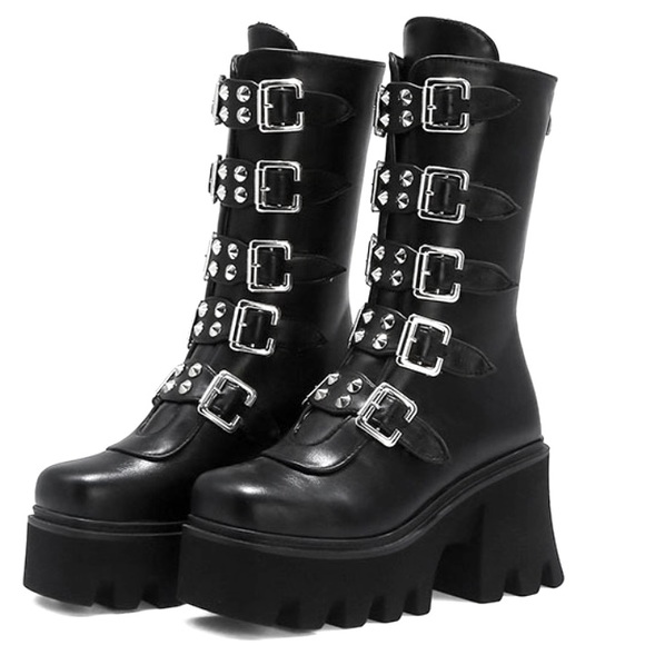Gothic biker punk boots Size 9/9.5M, Halloween - Picture 1 of 17